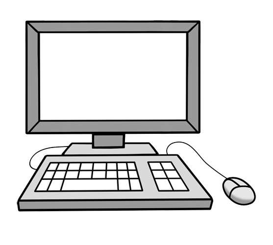 Grafik: Bildschirm, Tastatur und Maus