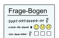 Grafik: Frage-Bogen mit smileys