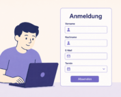Illustration einer Online-Anmeldung am Laptop