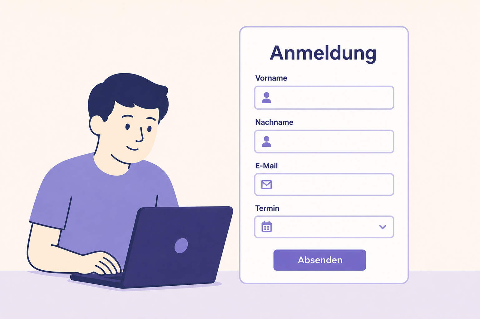 Illustration einer Online-Anmeldung am Laptop